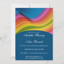 Moderne Rainbow Wave Wedding Einladung