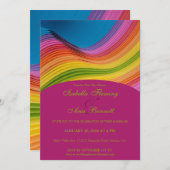 Moderne Rainbow Wave Wedding Einladung (Vorne/Hinten)