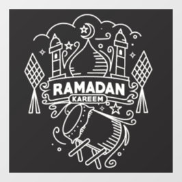 Moderne Ramadan Kareem Black und White Fensteraufkleber