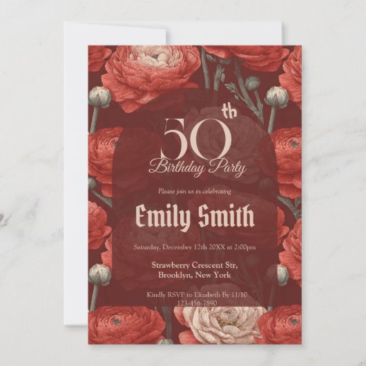Moderne Ranunculus-Accent-Boho-Geburtstag Einladung (Vorderseite)