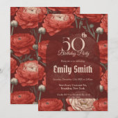 Moderne Ranunculus-Accent-Boho-Geburtstag Einladung (Vorne/Hinten)