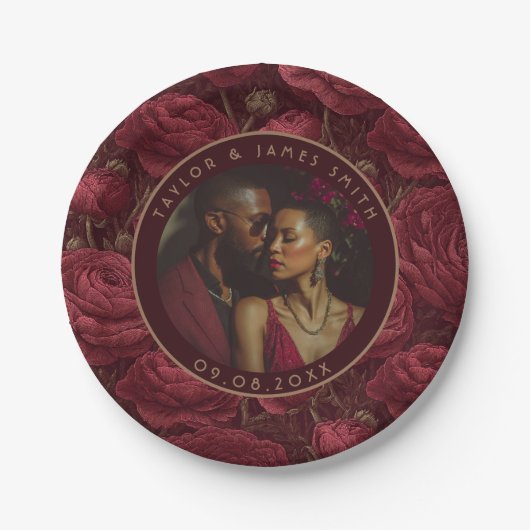 Moderne Ranunculus-Teller für das Vow Renewal Part Pappteller (Vorderseite)