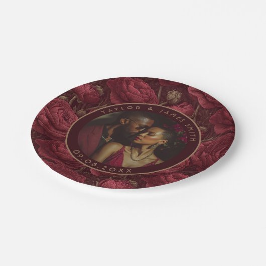 Moderne Ranunculus-Teller für das Vow Renewal Part Pappteller (Schrägansicht)