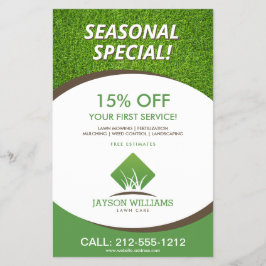 Moderne Rasenpflege/Landschaftsgräserlogo Weiß Flyer