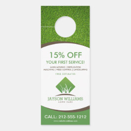 Moderne Rasenpflege/Landschaftsgräserlogo Weiß Türanhänger