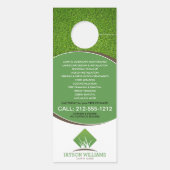 Moderne Rasenpflege/Landschaftsgräserlogo Weiß Türanhänger (Rückseite)