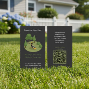Moderne Rasenschnitt-Service-Visitenkarte mit QR  Visitenkarte