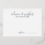 Moderne Ratschläge zur Hochzeit von Skripten und W Folieneinladung<br><div class="desc">Fügen Sie Ihrer Hochzeit eine persönliche Touch mit einem modernen Hochzeitsratgeber und Wunschausweis hinzu. Diese Ratenkarte zeigt Titel in Silberfolie moderner Kalligraphie Schriftart Stil und Details in silbernen Folie moderne Sans Serif Schriftart Stil auf weißem Hintergrund. Ideal für Hochzeiten,  Babydusche,  Geburtstagsparty,  Brautparty,  Junggeselinnen-Abschied und alle besondere Anlässe.</div>