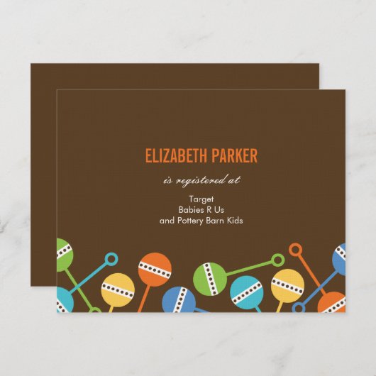 Moderne Rattles Baby Showregisterkarten Begleitkarte (Vorne/Hinten)