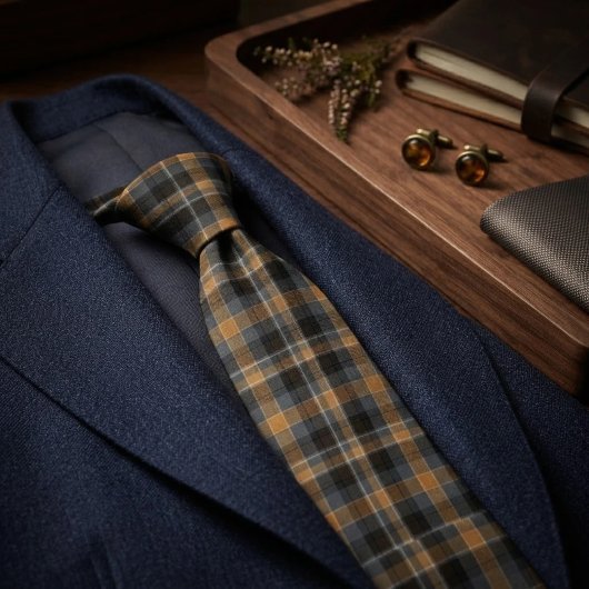 Moderne rauchige Bernstein-Tartan-Karo Krawatte