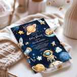 Moderne Raumfähre Außengalaxie Kinderdusche Einladung<br><div class="desc">Lassen Sie sich mit unserer Space Outer Baby Shower Navy Einladung zum Feiern verzaubern! Diese himmlische Einladung ist perfekt für Eltern, die unterwegs über dem Mond sind und ihren Kleinen auf dem Weg sind. Sie bietet einen traumhaften marineblau-blauen Hintergrund mit funkelnden Sternen, Planeten und einem charmanten Raketenschiff-Design. Features: Elegantes Design:...</div>