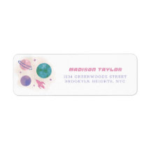 Moderne Raumgalaxie Pink und Violet Planet