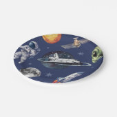 Moderne Raumschiff-Raum-Planet-Birthday oder Dusch Pappteller (Schrägansicht)
