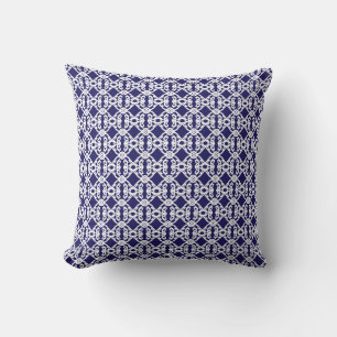 Moderne Raute in Blau und Weiß Kissen
