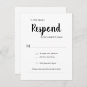 Moderne Reaktion Schwarz-weiße trendige Hochzeit RSVP Karte (Vorne/Hinten)