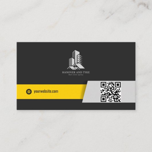 Moderne Real Anwesen Business Card mit QR Code Visitenkarte (Vorderseite)