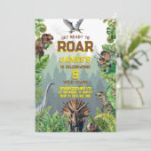 Moderne realistische Dinosaurier Cool Geburtstag Einladung (Stehend Vorderseite)