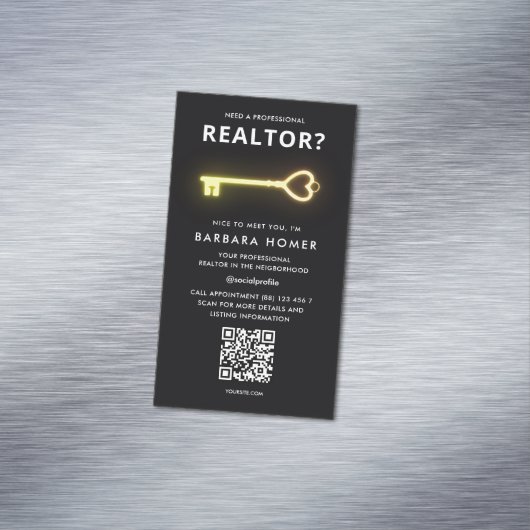 Moderne Realtor Ernennung Real Anwesen Agent QR Magnetische Visitenkarte (Beispiel)