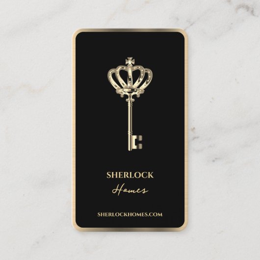 Moderne Realtor Key Imitats Crown Gold Trimm Hypot Visitenkarte (Vorderseite)