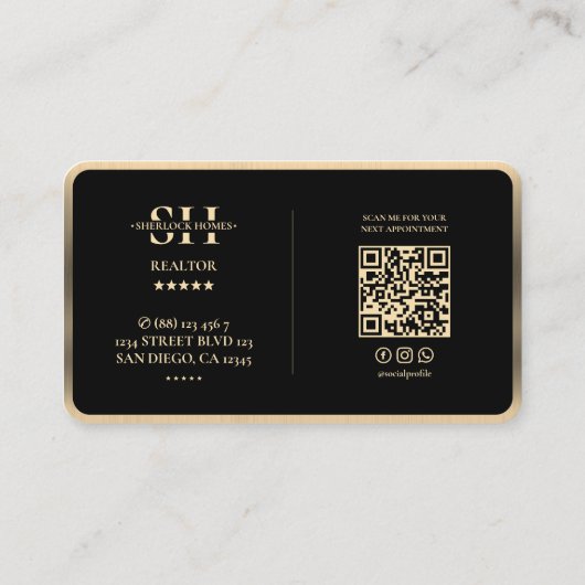 Moderne Realtor Key Imitats Crown Gold Trimm Hypot Visitenkarte (Rückseite)