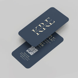 Moderne Realtor Monogram Real Anwesen Dark Blue Visitenkarte