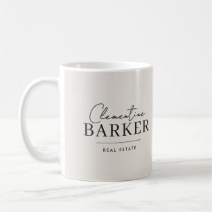 Moderne Realtor-Namensschilder mit eleganter Fotoa Kaffeetasse