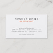 Moderne Realtor- oder Anwaltskarte Visitenkarte (Rückseite)