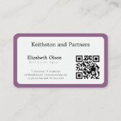 Moderne Realtor-Werbung im einfachen QR-Code-Stil Visitenkarte (Rückseite)