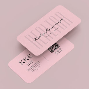 Moderne Realtour-Hypothekenmonogramm Pastell Rosa Visitenkarte