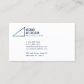 Moderne rechte Winkel Architektur Blau Visitenkarte (Rückseite)