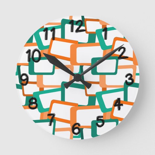 Moderne Rechtecke aus dem Mittelalter Runde Wanduhr (Vorderseite)