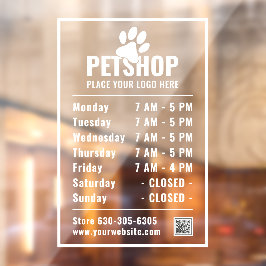 Moderne Rectangle Ihre Logoöffnungszeiten. Geschäf Fensteraufkleber