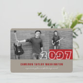 Moderne Red 2 Foto Blocks Simple Graduation Party Einladung (Stehend Vorderseite)