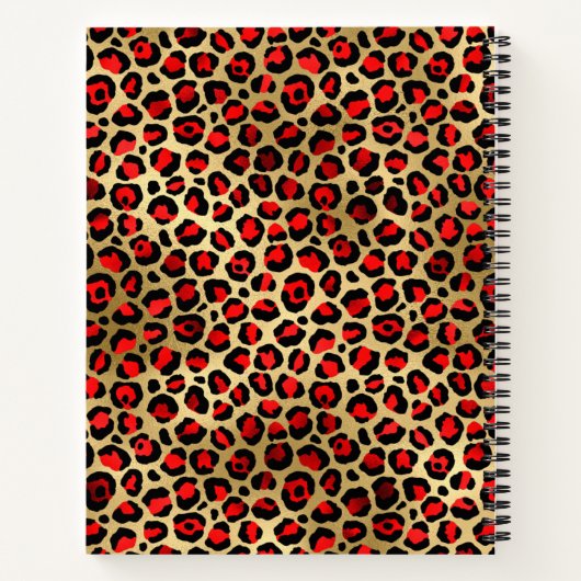 Moderne Red and Gold Leopard Print Notizblock (Rückseite)