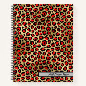 Moderne Red and Gold Leopard Print Notizblock (Vorderseite)
