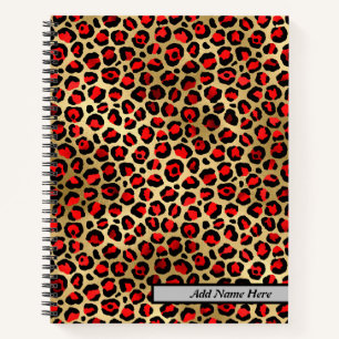 Moderne Red and Gold Leopard Print Notizblock
