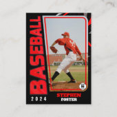 Moderne Red Baseball Player Trading Card Status Telefonnummerkarte (Vorderseite)