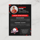 Moderne Red Baseball Player Trading Card Status Telefonnummerkarte (Rückseite)