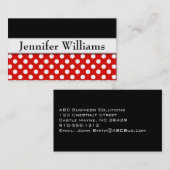 Moderne Red Beruflich Polka Dot Business Card Visitenkarte (Vorne/Hinten)