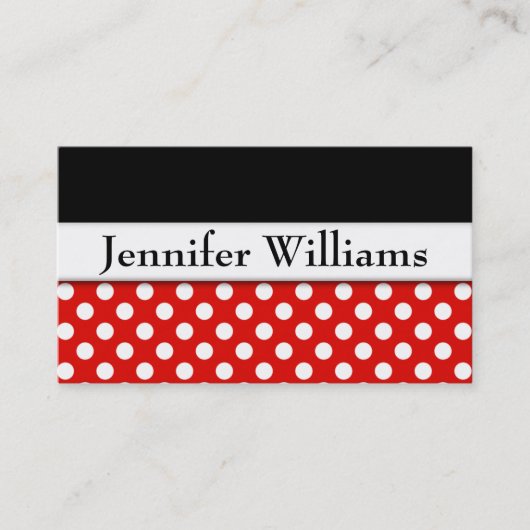 Moderne Red Beruflich Polka Dot Business Card Visitenkarte (Vorderseite)