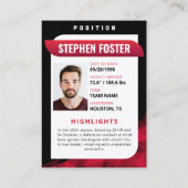 Moderne Red & Black Football Trading Card Telefonnummerkarte (Rückseite)