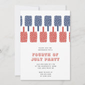 Moderne Red & Blue Popsicles 4. Juli Party Einladung (Vorderseite)