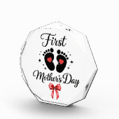 Moderne Red Bow 1st Mother's Day Typografie Fotoblock (Rechts)
