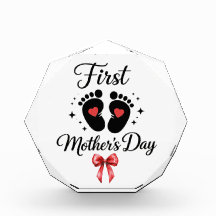 Moderne Red Bow 1st Mother's Day Typografie