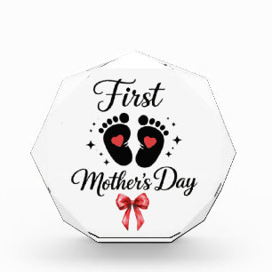 Moderne Red Bow 1st Mother's Day Typografie Fotoblock