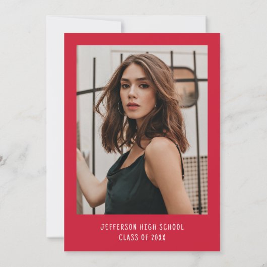 Moderne Red Bow Foto Graduation Party Einladung (Rückseite)