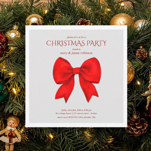 Moderne Red Bow Weihnachtsfeier Einladung