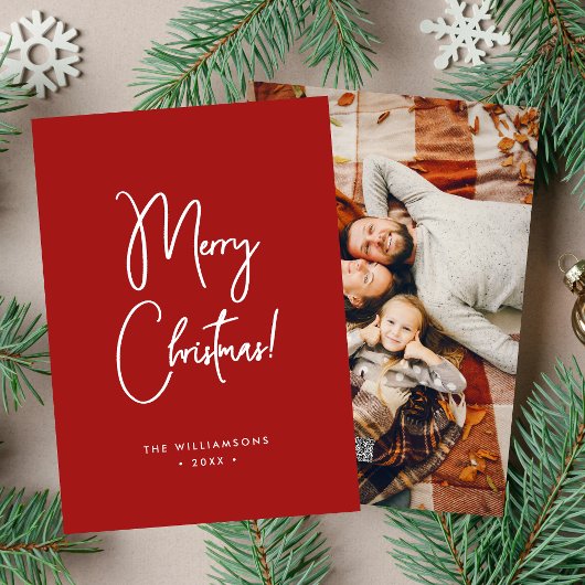 Moderne Red Calligraphy Script Frohe Weihnachten