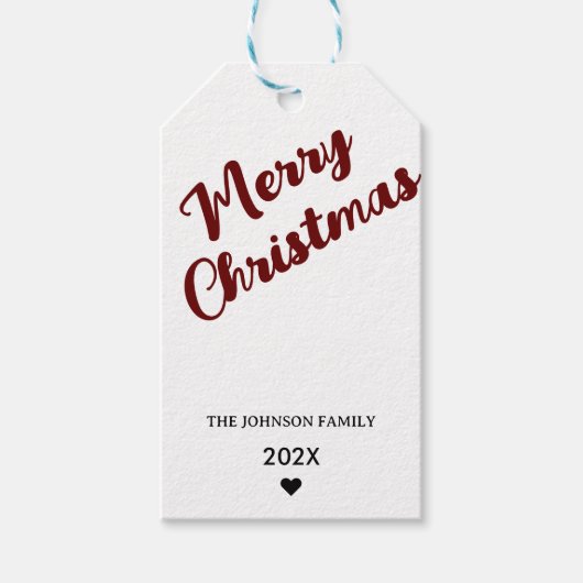 Moderne Red Christmas Geschenktasten - Merry & Bri Geschenkanhänger (Vorderseite)