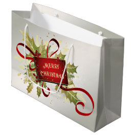 Moderne Red Christmas Holiday Geschenktasche Große Geschenktüte